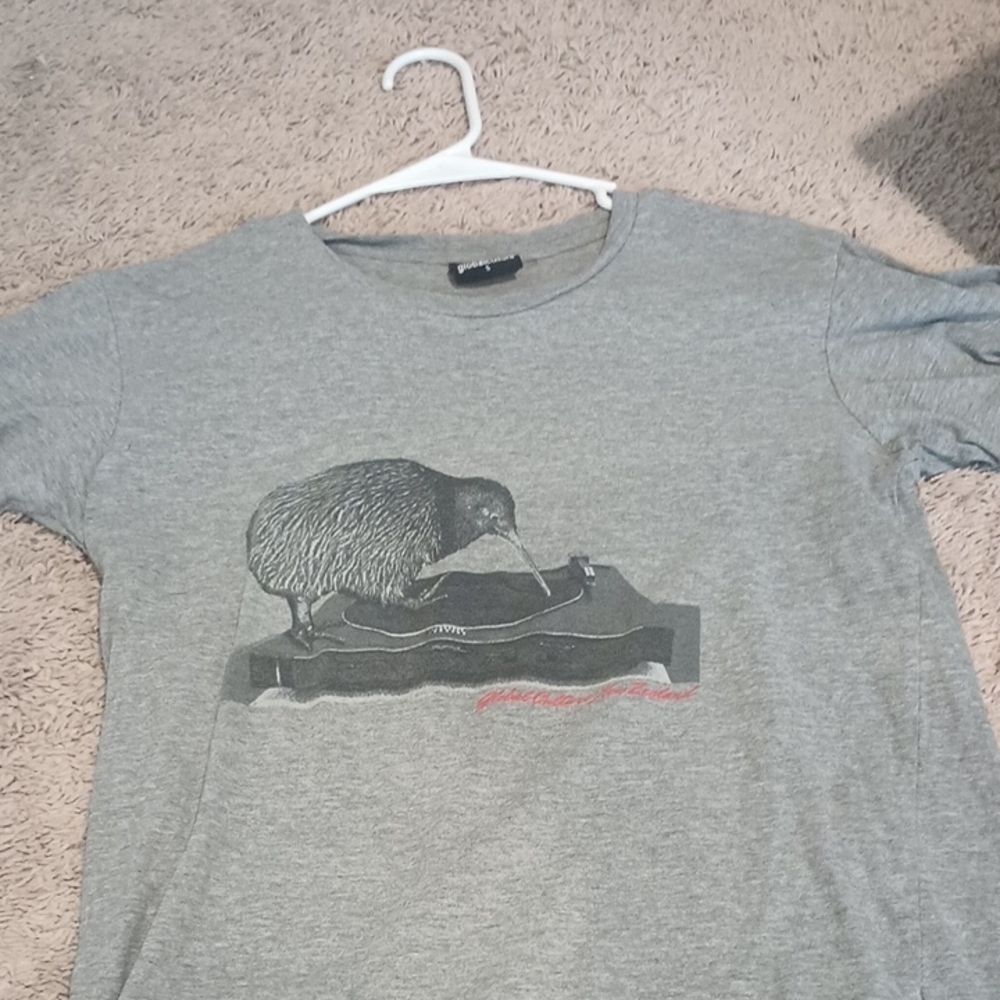Gray Graphic Tee with Kiwi Design Women's Small